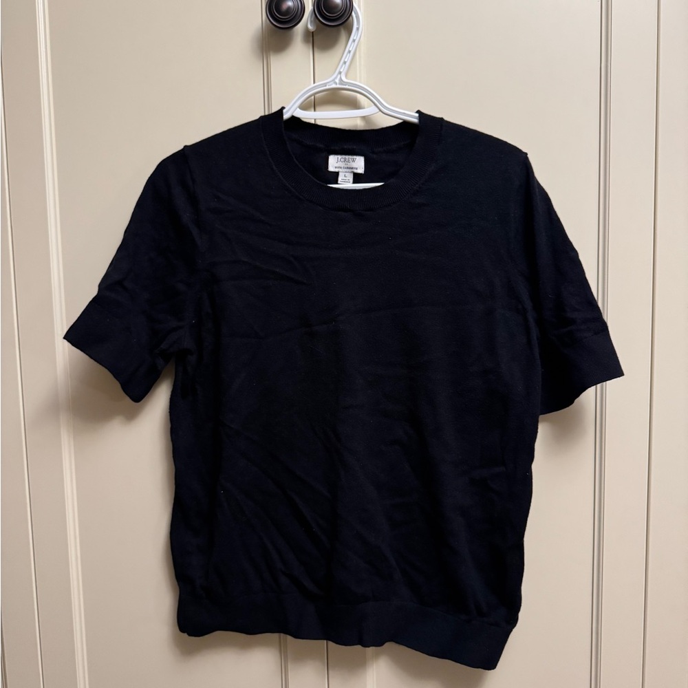 J. Crew Cashmere Short Sleeve Top Navy size Large